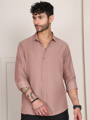 Tanip Men Solid Casual Pink Shirt