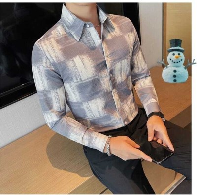 Chicaura Fashion Men Printed Casual Grey Shirt