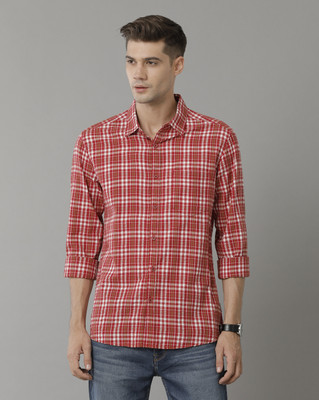 VOI JEANS Men Checkered Casual Red, White, Dark Green Shirt