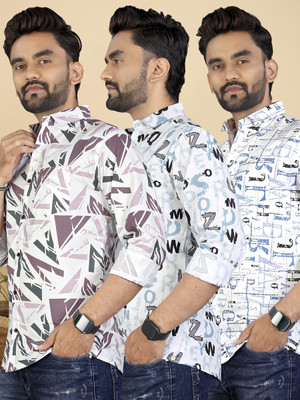 METRONAUT Men Printed Casual Multicolor Shirt(Pack of 3)