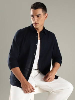 TOMMY HILFIGER Men Solid Casual Blue Shirt
