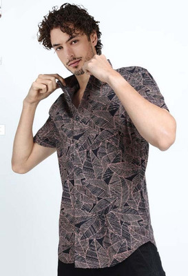 ANIRAV Men Printed Casual Black, Purple Shirt