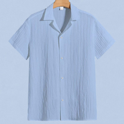 Dharamraj Fashion Men Self Design, Striped Casual Light Blue Shirt