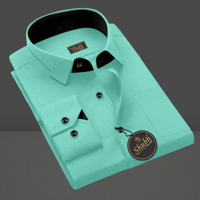 SHUBHFLAX Men Self Design Casual Light Green Shirt