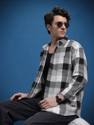 Roadster Men Checkered Casual Black, White Shirt
