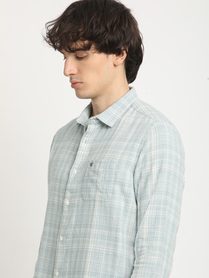 THE BEAR HOUSE Men Checkered Casual Blue Shirt
