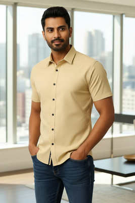 RAREMARK Men Solid Formal Beige Shirt