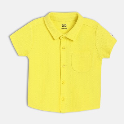 MINI KLUB Baby Boys Solid Casual Yellow Shirt