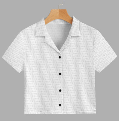 dream believe fashion Women Self Design Casual White Shirt