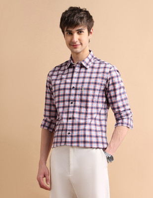 U.S. POLO ASSN. Men Checkered Casual Blue Shirt