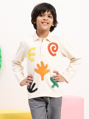 Spunkies Boys Printed Casual White Shirt