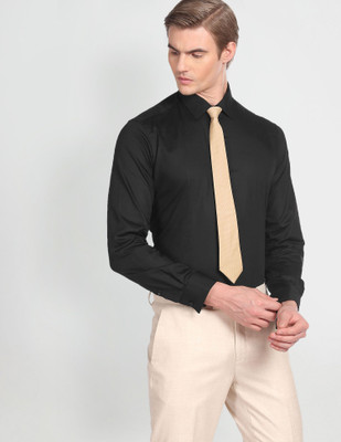 ARROW Men Solid Formal Black Shirt