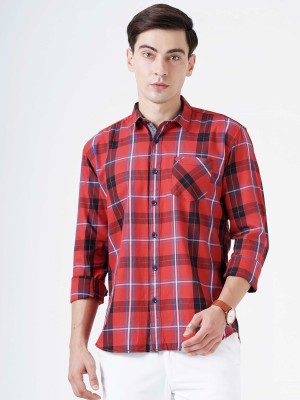 SORATIA Men Checkered Casual Red Shirt