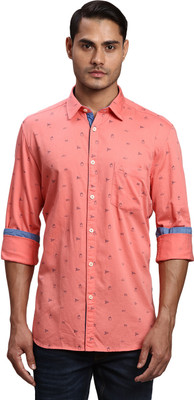 PARX Men Printed Formal Orange Shirt