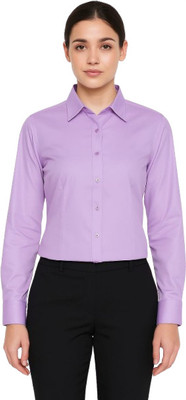 design emporium Women Solid Formal Purple Shirt