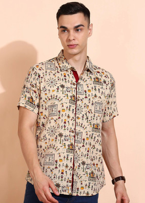 Yash Gallery Men Printed Casual White Shirt
