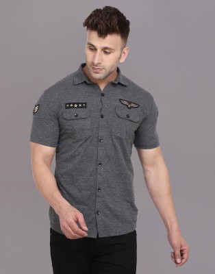 Lawful Casual Men Solid Casual Grey Shirt