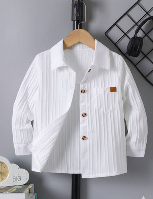 ISHREE Boys Self Design Casual White Shirt