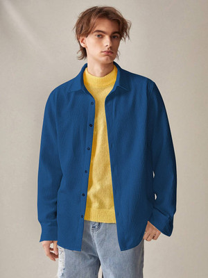 fitoda fashion Men Solid Casual Dark Blue Shirt