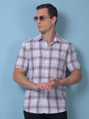 CRIMSOUNE CLUB Men Checkered Casual White, Grey Shirt