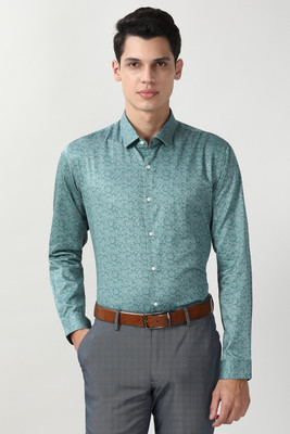 PETER ENGLAND Men Printed Formal Green Shirt