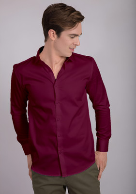 Moonlight Men Solid Casual Maroon Shirt