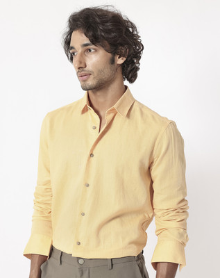 RARE RABBIT Men Solid Casual Beige Shirt