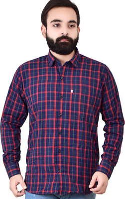 Marc Laurent Men Checkered Casual Red Shirt
