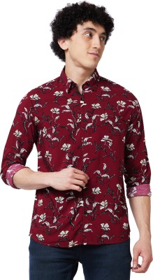 Spykar Men Printed Casual Black, Maroon, White Shirt