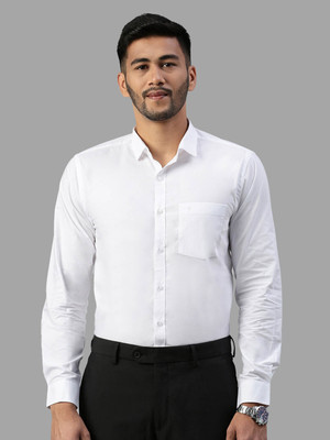 Ramraj Cotton Men Solid Formal White Shirt
