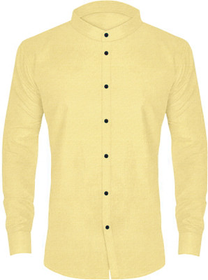 METRONAUT Men Solid Casual Yellow Shirt
