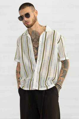 Manav Creation Men Self Design Formal Light Green Shirt