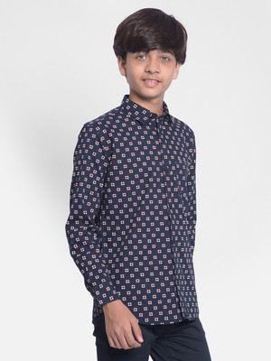 CRIMSOUNE CLUB Boys Printed Casual Blue Shirt