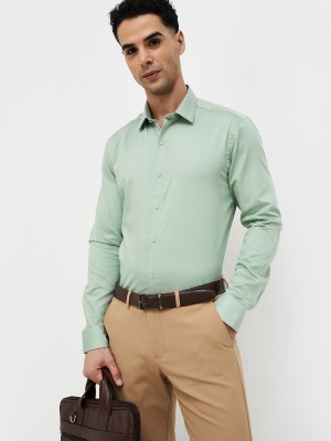 CODE by Lifestyle Men Solid Formal Green Shirt