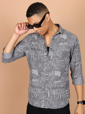 HIGHLANDER Men Printed Casual Grey Shirt
