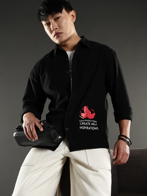 Eszett Men Printed Casual Black Shirt