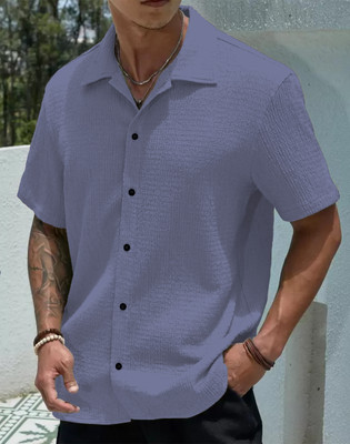 COMBRAIDED Men Self Design Casual White Shirt