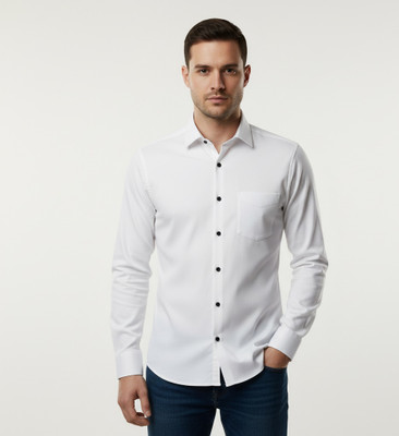 Cloud Kids Men Solid Casual White Shirt