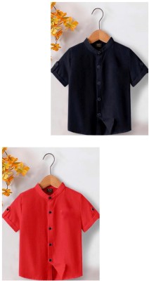 ESTHERCHARM Boys Solid Casual Black, Red Shirt(Pack of 2)