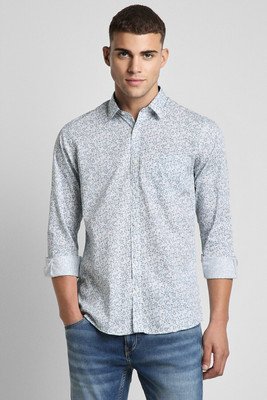 PETER ENGLAND Men Printed Casual Blue Shirt