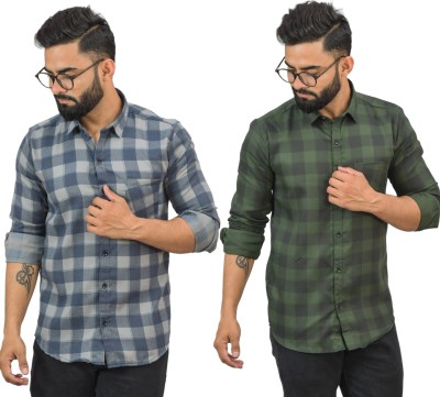 Hems trends Men Checkered Casual Multicolor Shirt(Pack of 2)