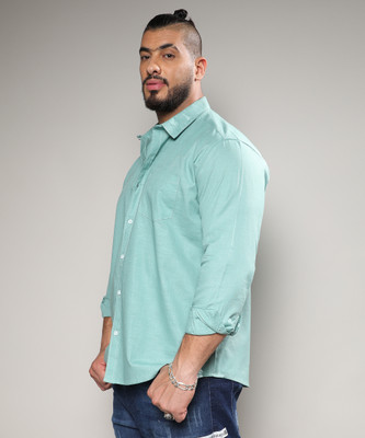 Instafab Plus Men Self Design Casual Green Shirt