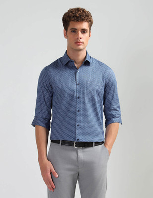 ARROW Men Printed Formal Blue Shirt