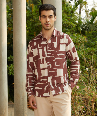 CAMPUS SUTRA Men Printed Casual Brown, Beige Shirt