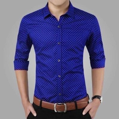 Frank Man Men Printed Casual Blue Shirt