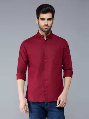 YUGENTO Men Solid Formal Maroon Shirt