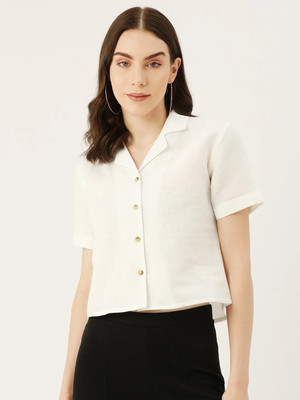 KASHIAN Women Solid Casual White Shirt