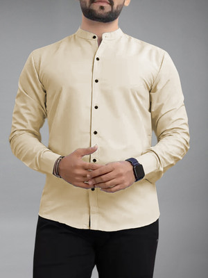 UNIFAV Men Solid Casual Beige Shirt
