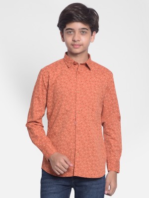 CRIMSOUNE CLUB Boys Printed Casual Orange Shirt