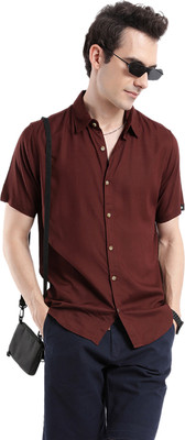WROGN Men Solid Casual Brown Shirt